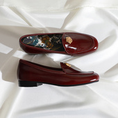 莲花府邸2025春季 里外全皮乐福鞋 贵气英伦风小皮鞋 山茶花漆皮单鞋