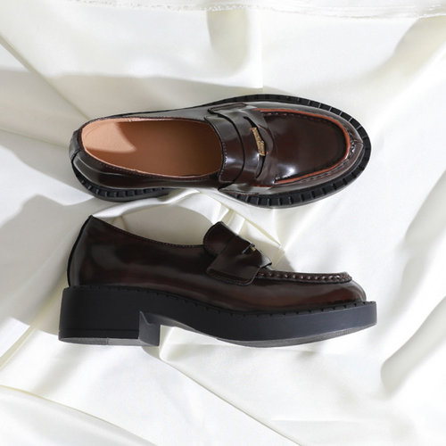 莲花府邸粗跟乐福鞋英伦皮带装饰