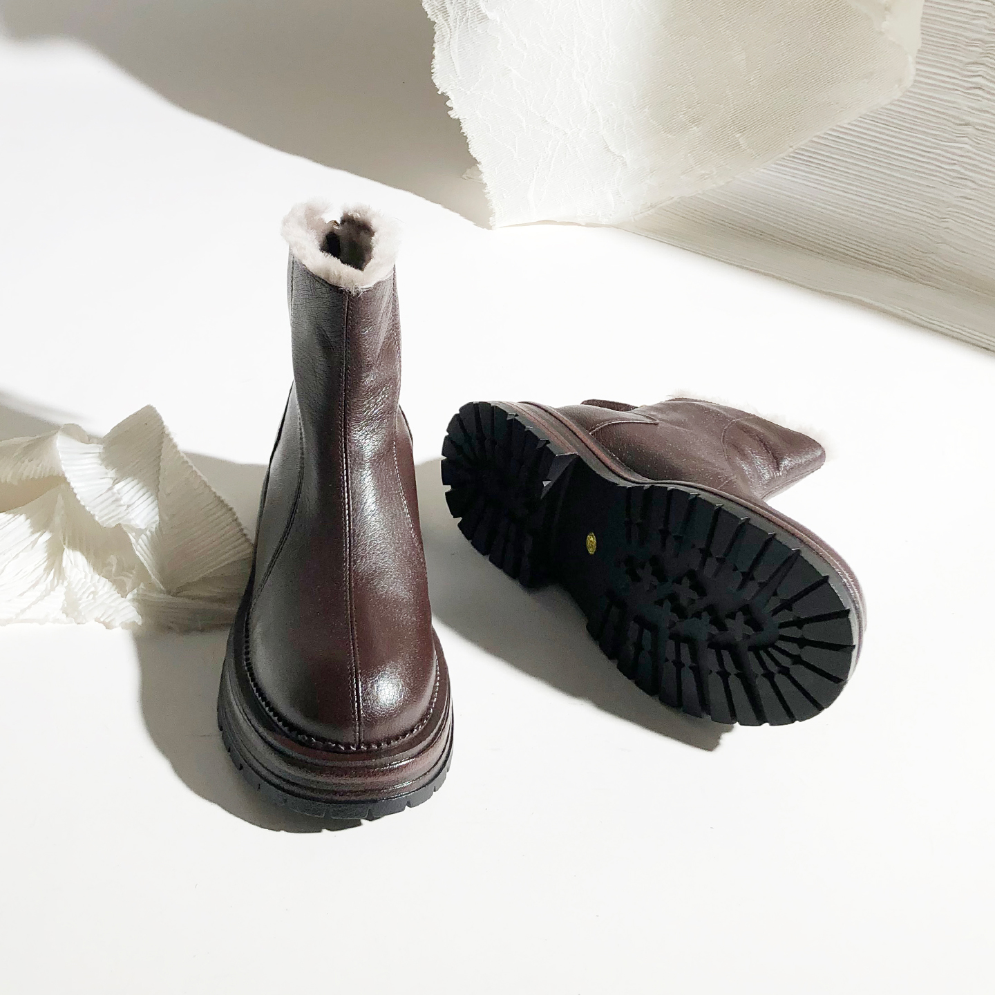 莲花府邸时尚粗跟厚底加绒雪地靴