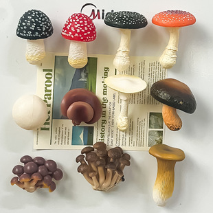 仿真云南菌菇冰箱贴磁吸装饰贴香菇家居装饰品3d立体蘑菇模型磁贴
