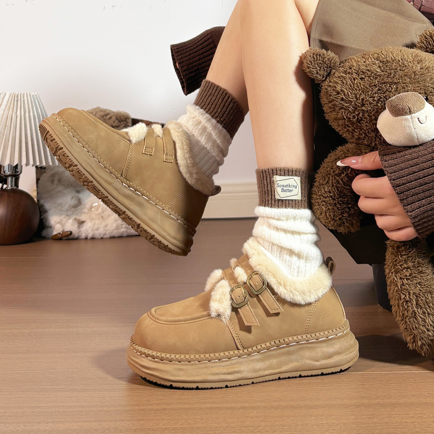 回力加绒雪地靴低帮2025冬季新款