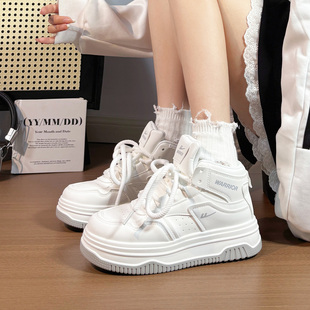 回力高帮加绒保暖小白鞋女2025冬季爆款原创百搭棉鞋白色板鞋厚底