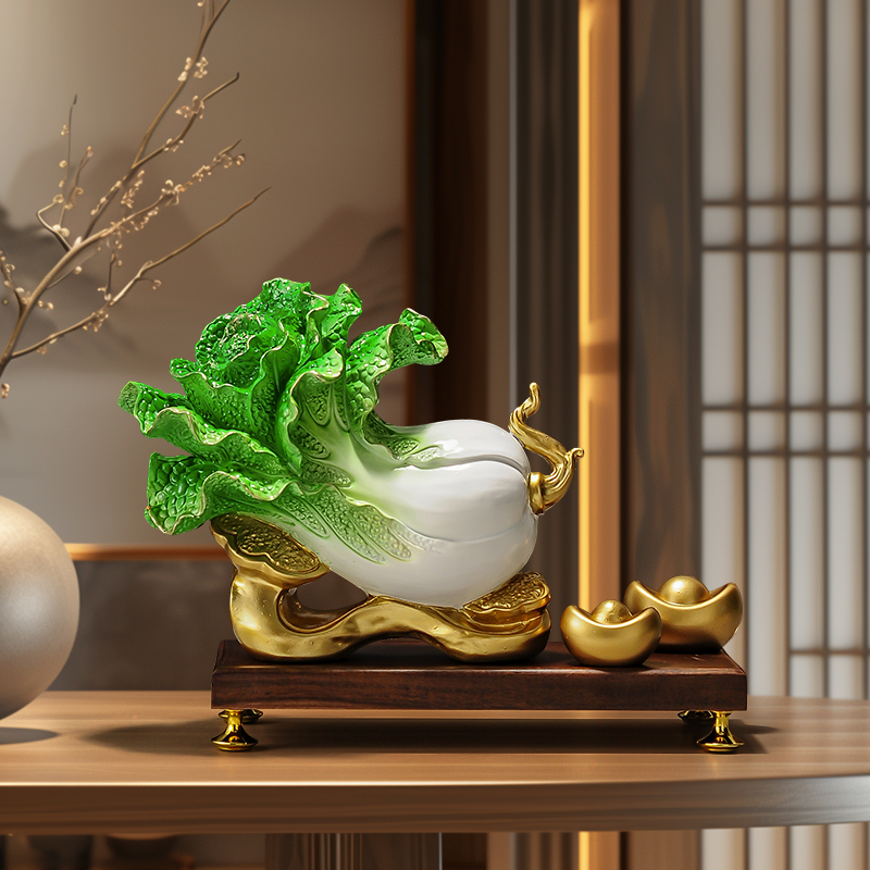 新中式客厅招财如意白菜摆件聚财