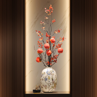 新中式陶瓷细高花瓶摆件客厅插花器高档家居入门玄关装饰艺术礼品