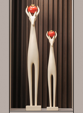 新中式客厅招财树脂招财鹿摆件