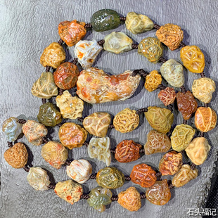 天然戈壁玛瑙原石 阿拉善奇石 筋脉石 花脉 原石项链 毛衣链