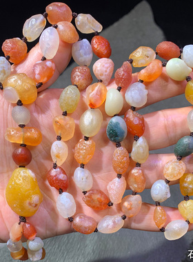 天然戈壁阿拉善石 奇石 花眼 玛瑙原石 项链 毛衣链