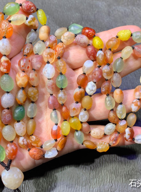 天然花眼玛瑙原石项链毛衣链