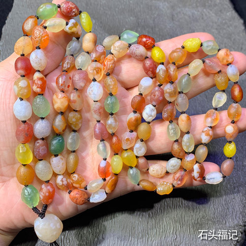 天然花眼玛瑙原石项链毛衣链