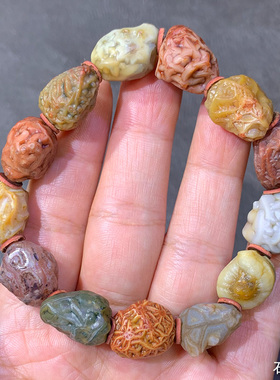 天然阿拉善戈壁玛瑙 筋脉石手串 手链 奇石 精品玛瑙原石