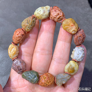 天然阿拉善戈壁玛瑙 筋脉石手串 手链 奇石 精品玛瑙原石