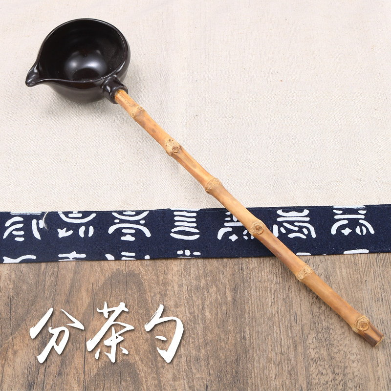煮茶器分茶勺汤茶勺水舀竹把长柄