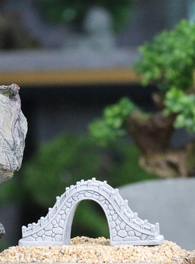 仿真小石桥小船摆件假山流水盆景园艺花卉景观造景迷你桥装饰摆设