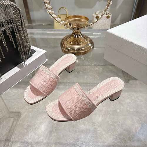 一脚蹬粗中跟百搭时尚露趾拖鞋