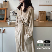 睡衣女纯棉情侣浴巾睡袍春秋毛巾家居服睡裙夏季 性感女款 浴袍长款