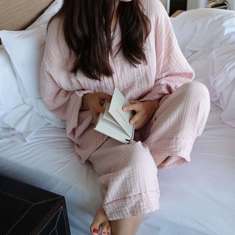 纱布春夏新款宽松简约全棉睡衣