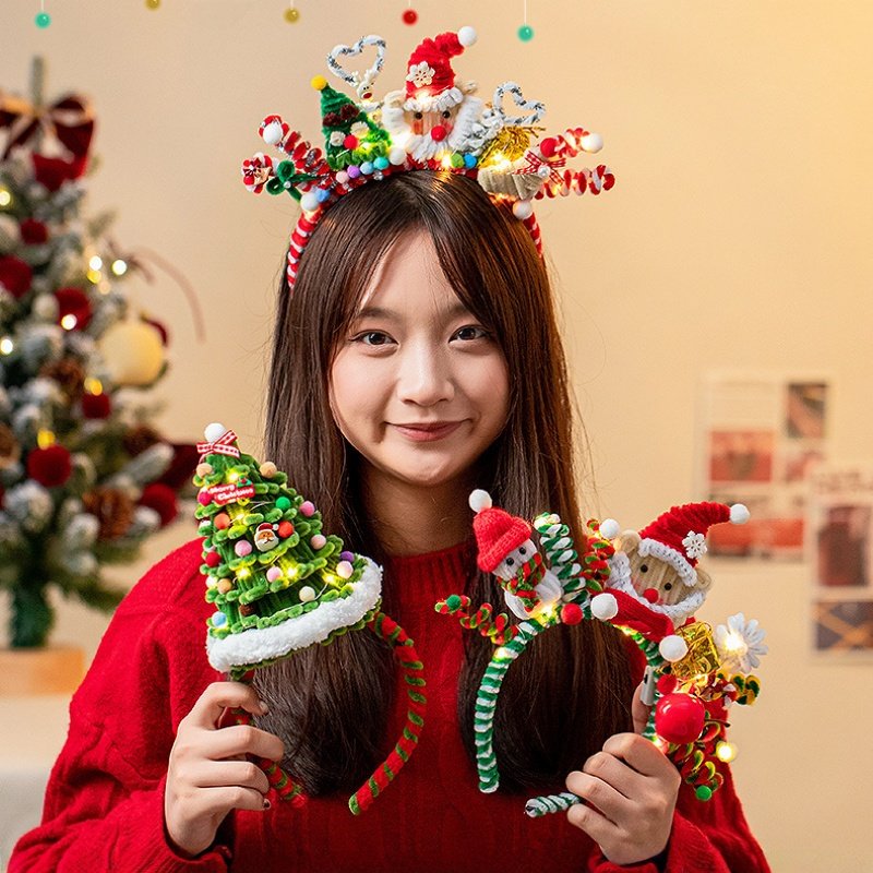圣诞节发光发箍扭扭棒手工装饰品