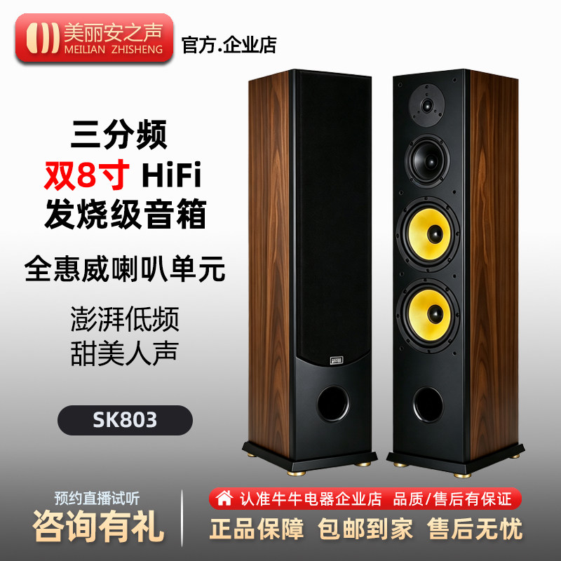 美丽安之声 SK803 双8寸HiFi发烧级音箱全惠威喇叭落地箱无源音响
