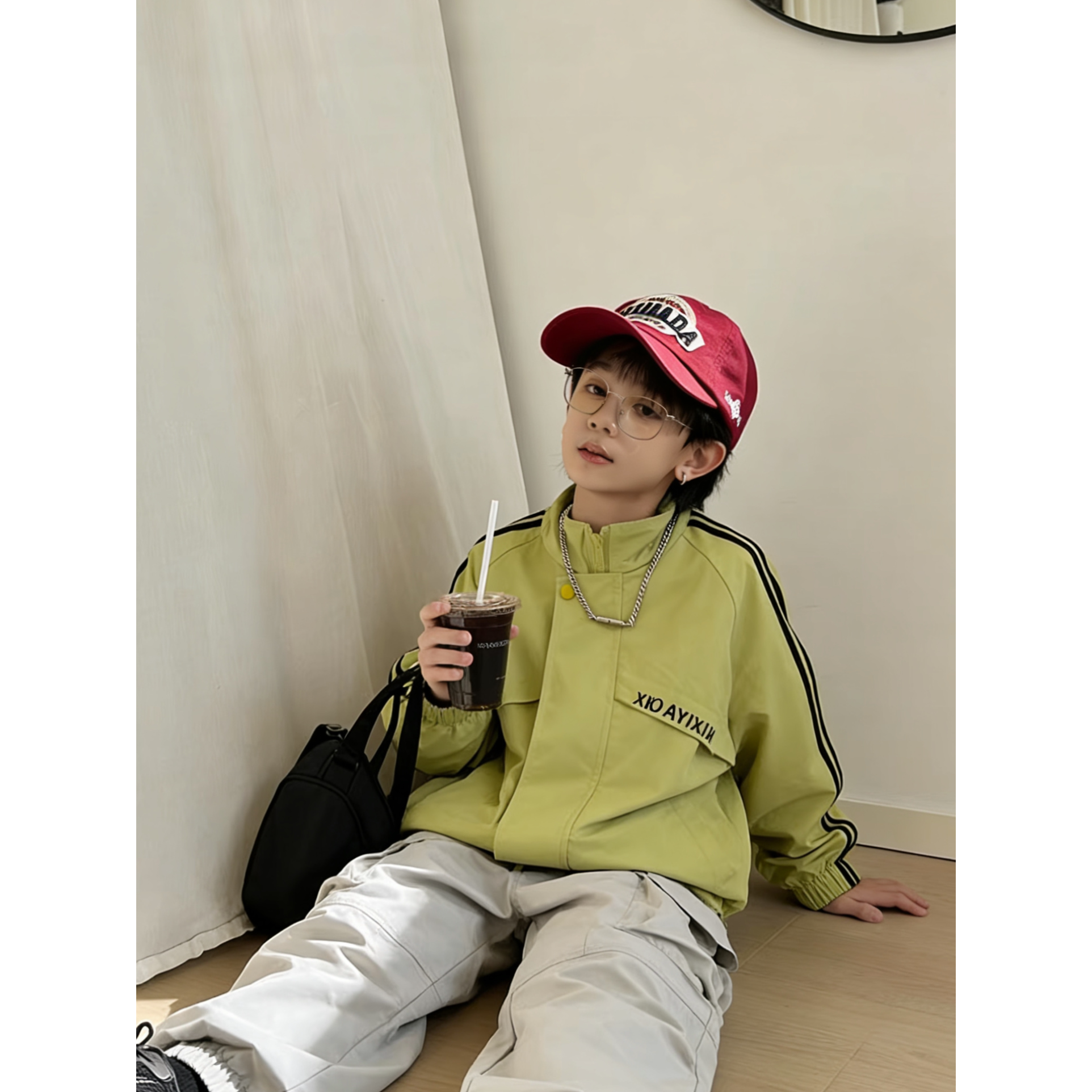 2026春季新款中大童宽松时尚潮流衣服宝宝帅气两件套男童运动外套