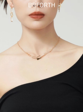 BRFORTH 方形环扣项链时尚百搭耳饰女简约风格气质感设计项链