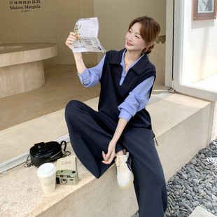 松弛感爆款 女春季 高级感大方得体两件 套装 假两件拼接厚T恤阔腿裤