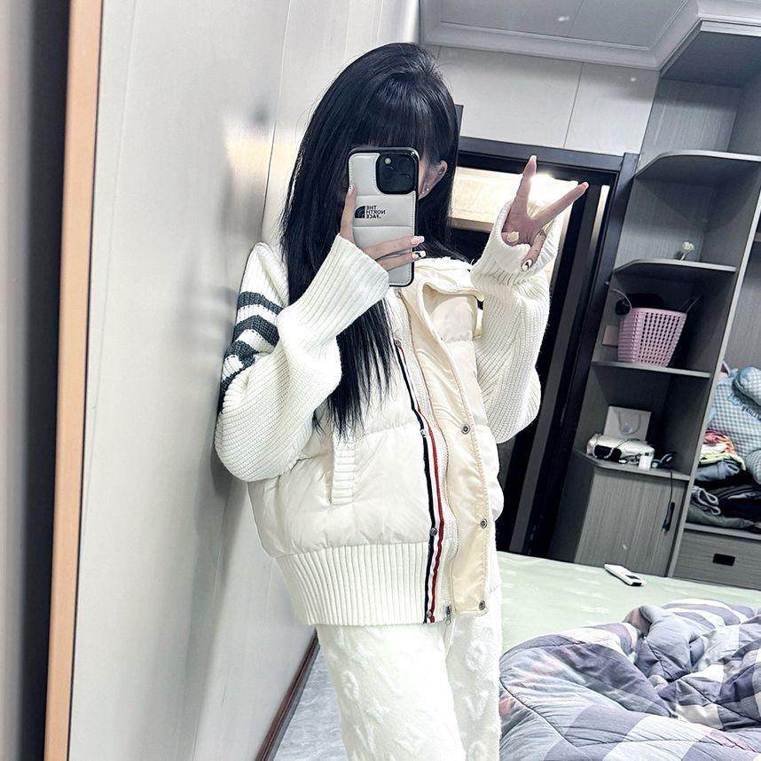 欧货立领针织拼接棉服外套女2025年冬季新款宽松短款保暖加厚棉衣,女装/女士精品,棉衣/棉服,淘宝优惠券,粉丝福利购,淘宝优惠卷