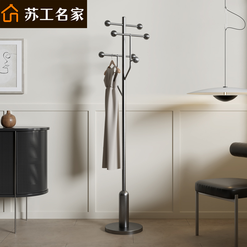 不锈钢简约高级灰落地衣帽架艺术