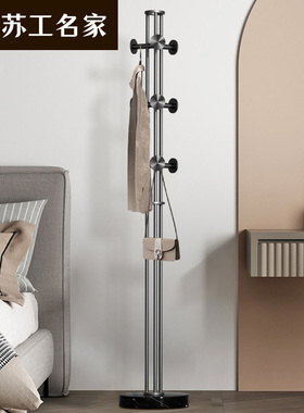 挂衣架落地卧室不锈钢高级灰色衣帽架家用客厅立式轻奢网红衣服架