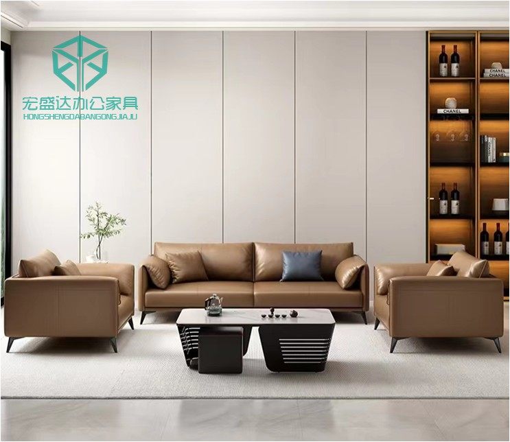 办公沙发现代简约接待商务会客三人位时尚办公室洽谈沙发茶几组合