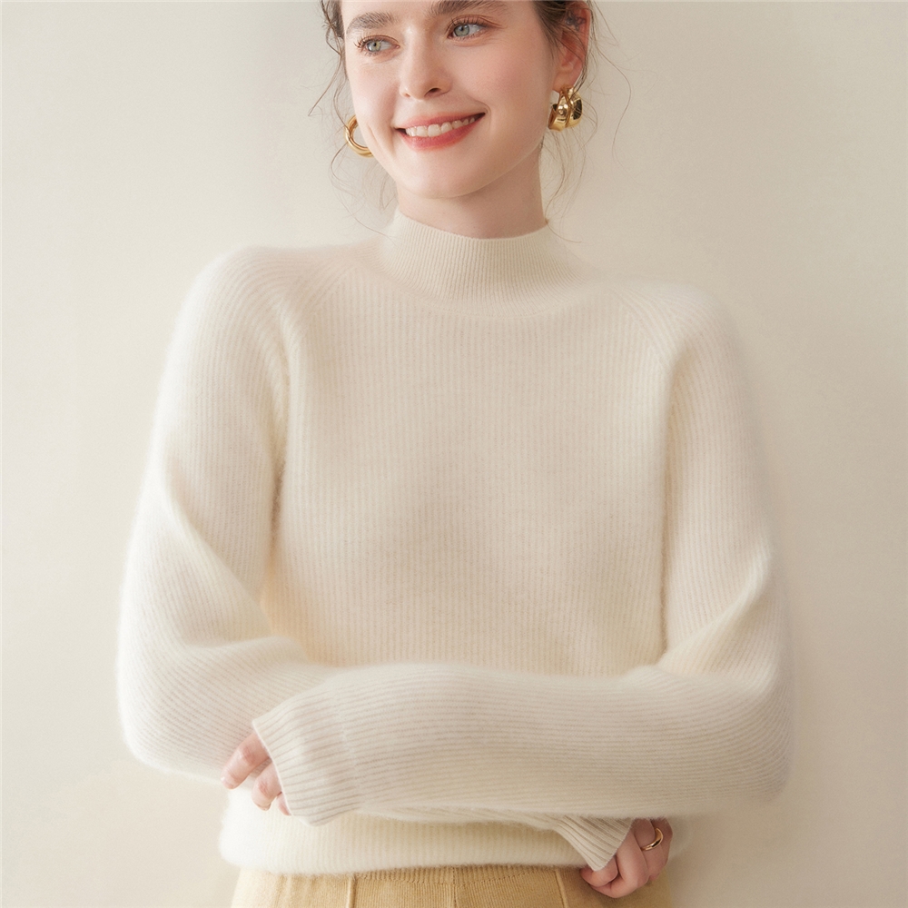 2025年秋冬新款100%纯山羊绒衫打底衫毛衣女士十二针元宝针半高领