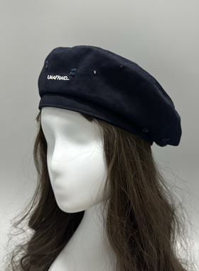 UNAFRAID-2025SS原创设计刺绣破洞贝雷帽男女同款百搭休闲画家帽