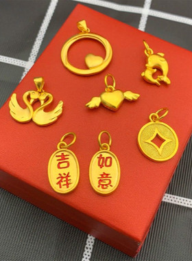 小吊坠仿真项链不掉色镀黄金diy