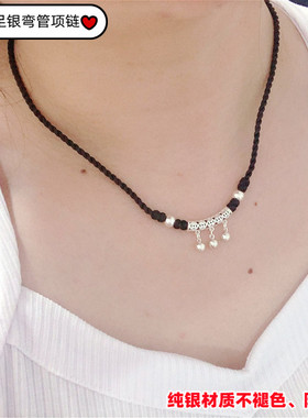 手工女士项链足银铃铛不掉色吊坠