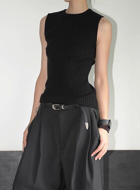 AIRROOM 「818新品」复古无袖极简暗黑显瘦百搭针织背心