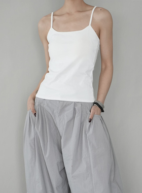 AIRROOM 棉质白色小吊带上衣女内搭外穿2025夏季细肩带宽松背心