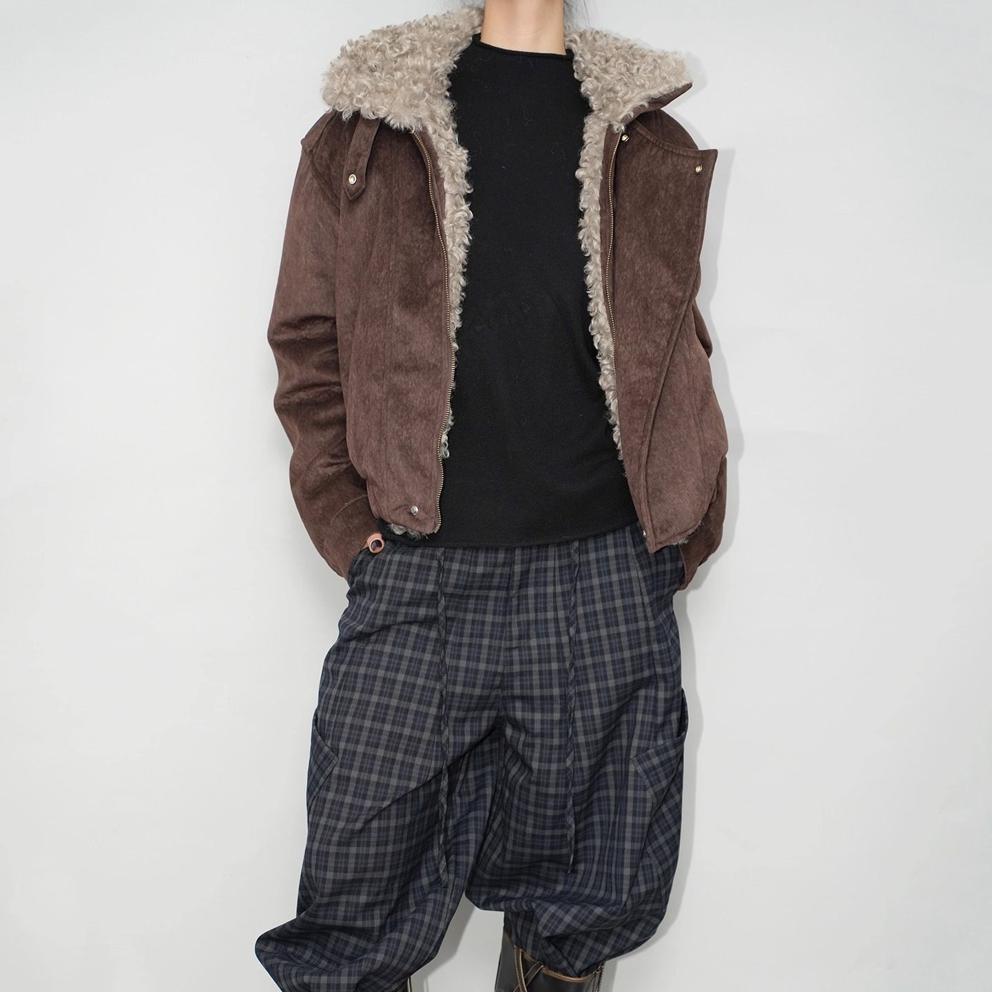 AIRROOM小众加绒复古美拉德棉衣保暖夹克短款上衣毛绒棉服外套,女装/女士精品,短外套,淘宝优惠券,粉丝福利购,淘宝优惠卷