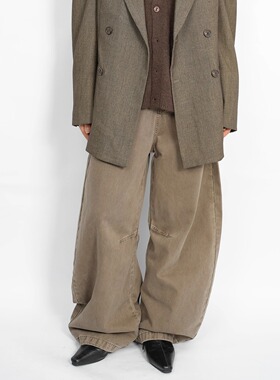 AIRROOM「922新品」美式复古宽松阔腿裤女高级感弯刀牛仔裤新款