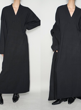 AIRROOM暗黑系慵懒极简加厚显瘦气质百搭长款针织连衣裙