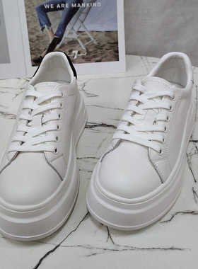 巴迪雅女鞋2024春款欧洲站真皮厚底休闲小白鞋女板鞋单鞋611005