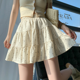甜美时尚 小个子少女风蛋糕裙高腰显瘦A字短裙 波点短裙女夏季 新款