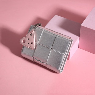 女生可爱精致清新多卡位高级简约短款 二合一钱包二折原创新款 卡包
