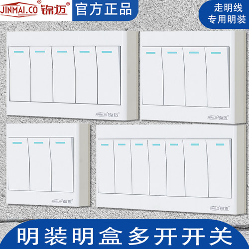 锦迈五开单控开关六开双控开关