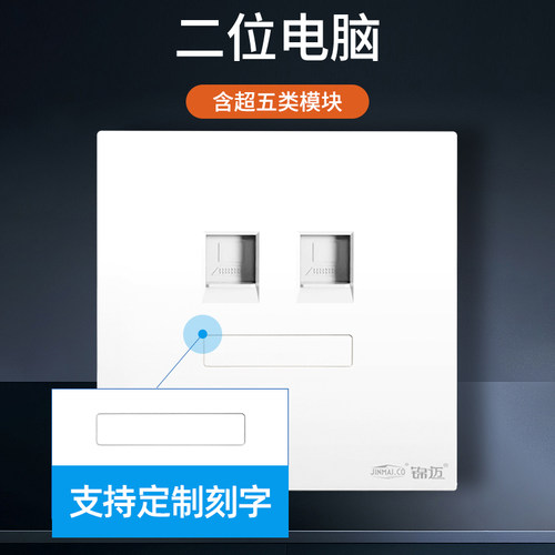 锦迈86型网线网络双电脑模块网口