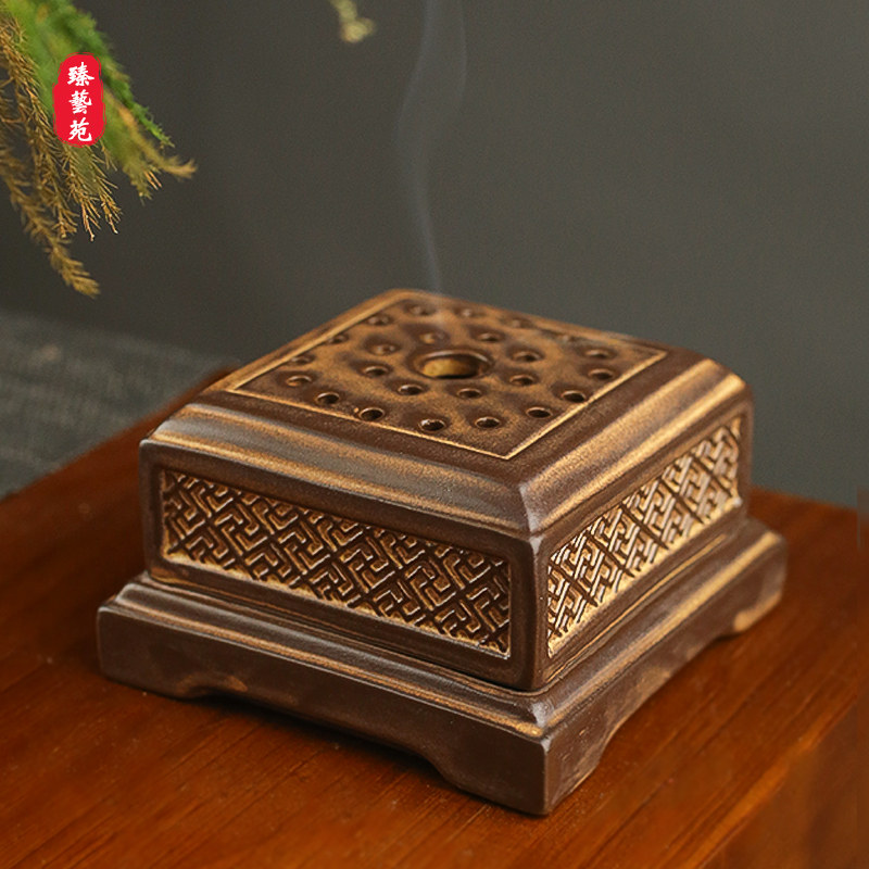 速发古炉仿古陶瓷家用室内方形茶道盘香安炉神助眠熏香炉香风香薰