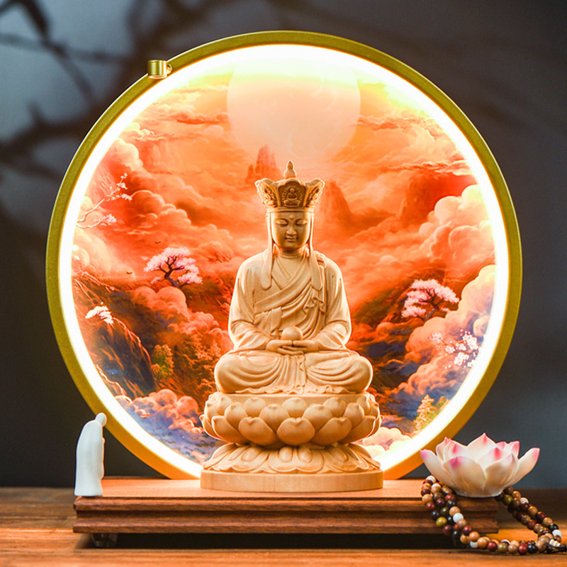 地藏王佛像家居佛堂木雕九华山地藏王神像地藏菩萨坐像禅意装饰品