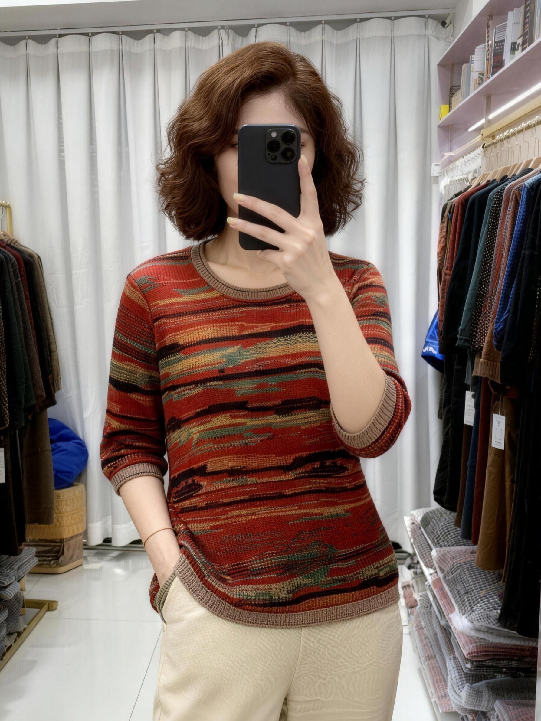 大码女装打底衫中老年五分袖上衣中老年女装