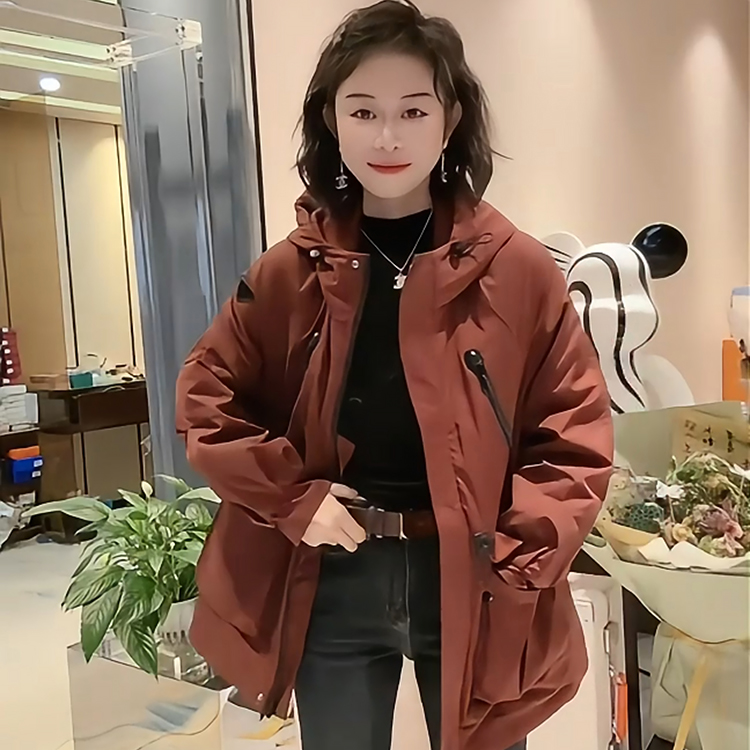 韩版中长款冲锋衣收腰显瘦风衣女