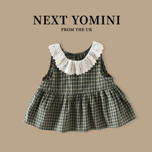 英国NEXT YOMINI女宝宝纯棉小衫夏季婴幼儿上衣背心无袖舒适裙摆
