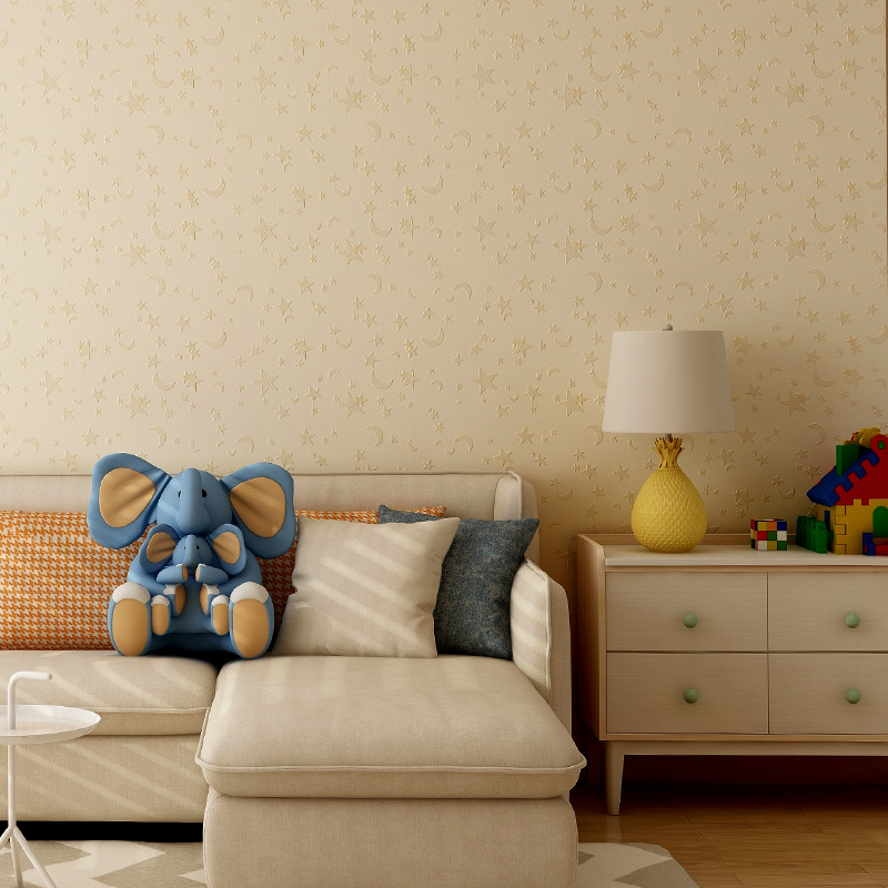 儿童房防水无缝卧室卡通墙布