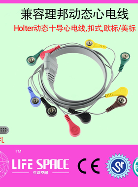 兼容理邦动态导联线十导扣式hoter动态心电导联线